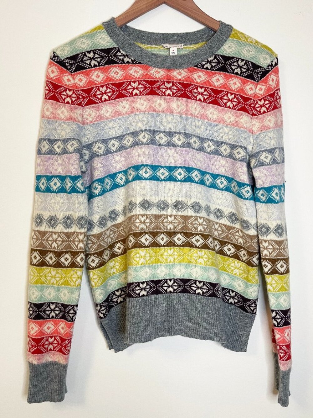 Gap Fair Isle Wool Blend Rainbow Nordic Sweater Size M Apres Ski Winter